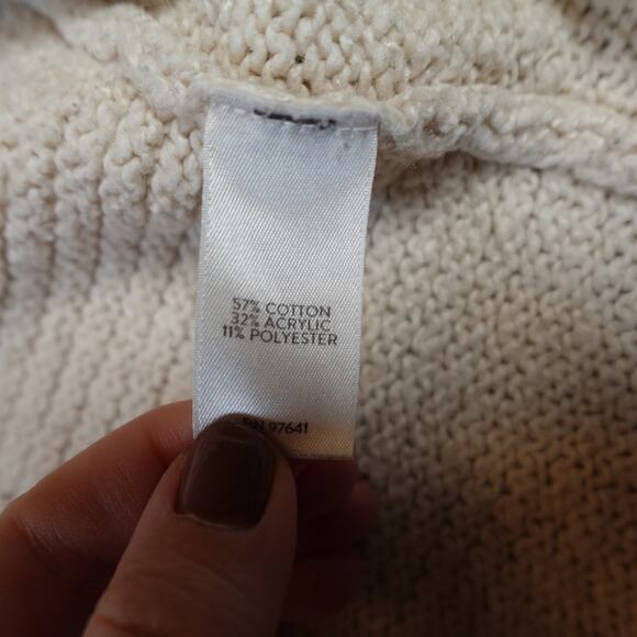 J. Jill Sweater Womens Medium Turtleneck Chunky Knit Cream Ivory Jumper PUllover - Picture 4 of 10